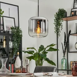 hofstein Suspension Verre 25cm Lauden Chrome, Clair, Fumé, 1 lumière