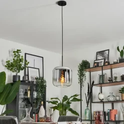 hofstein Suspension Verre 25cm Lauden Chrome, Clair, Fumé, 1 lumière