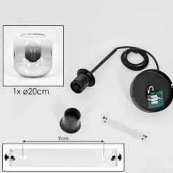 hofstein Suspension Verre 20cm Lauden Clair, Fumé, 1 lumière