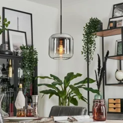 hofstein Suspension Verre 20cm Lauden Clair, Fumé, 1 lumière