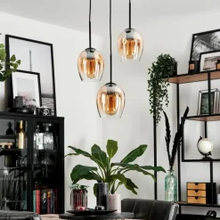 hofstein Suspension Verre 15cm Vevino Ambre, Clair, 3 lumières