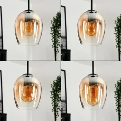 hofstein Suspension Verre 15cm Vevino Ambre, Clair, 3 lumières