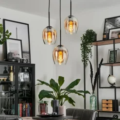 hofstein Suspension Verre 15cm Vevino Ambre, Clair, 3 lumières