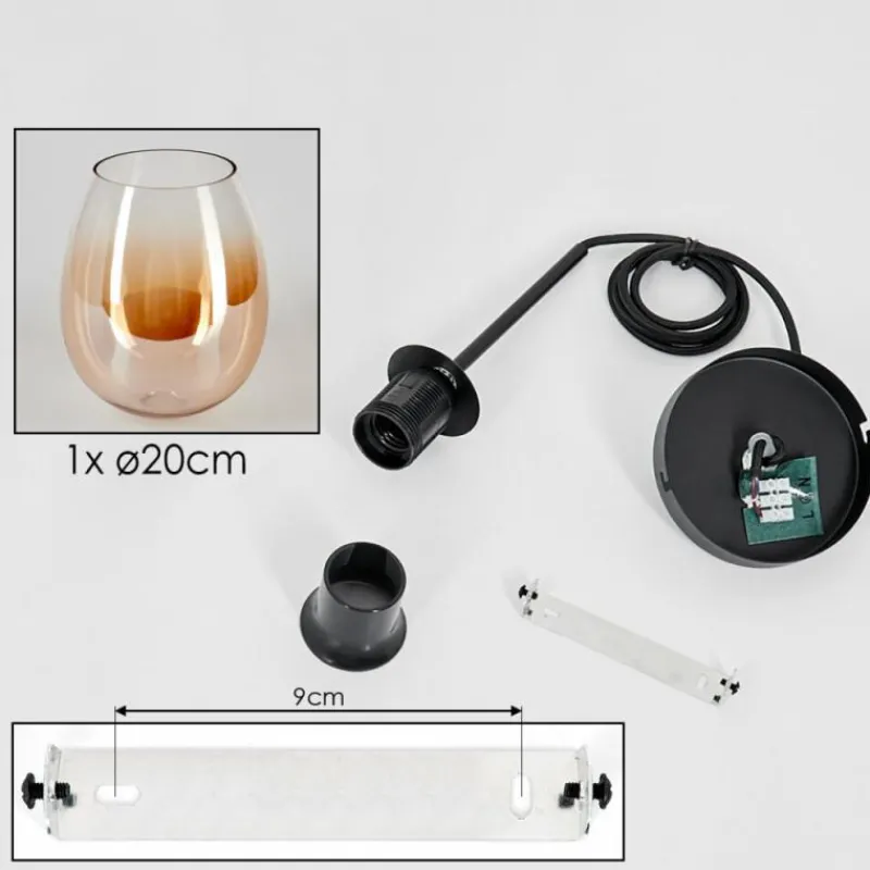 hofstein Suspension Verre 20cm Vevino Noir, 1 lumière