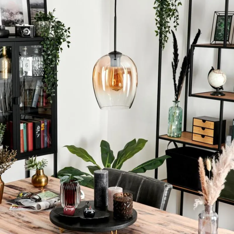 hofstein Suspension Verre 20cm Vevino Noir, 1 lumière