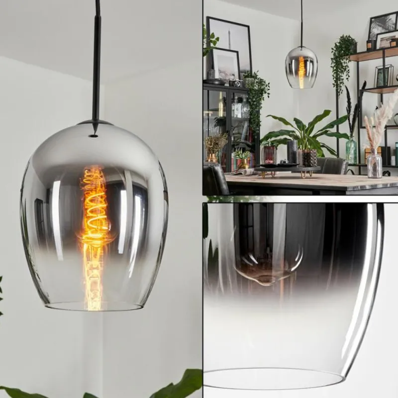 Suspension Verre Fumé-hofstein Suspension Verre 20cm Vevino Chrome, Clair, Fumé, 1 lumière