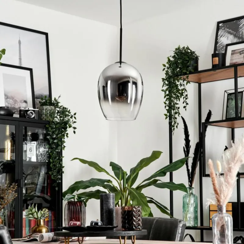 Suspension Verre Fumé-hofstein Suspension Verre 20cm Vevino Chrome, Clair, Fumé, 1 lumière