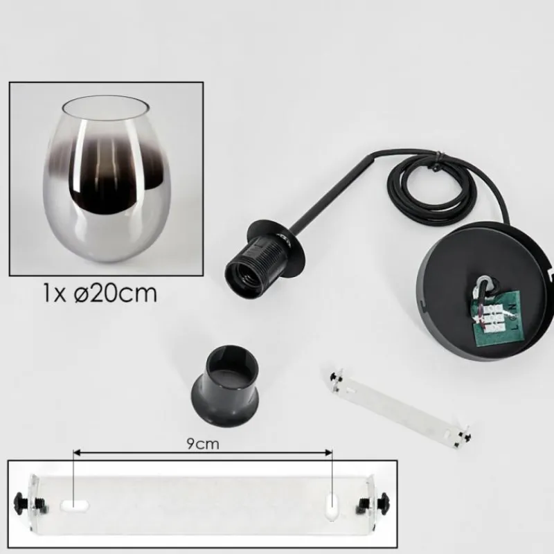 Suspension Verre Fumé-hofstein Suspension Verre 20cm Vevino Chrome, Clair, Fumé, 1 lumière