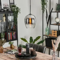 Suspension Verre Fumé-hofstein Suspension Verre 20cm Vevino Chrome, Clair, Fumé, 1 lumière