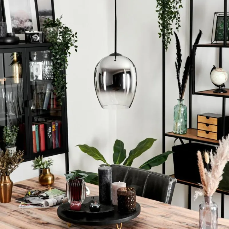 Suspension Verre Fumé-hofstein Suspension Verre 20cm Vevino Chrome, Clair, Fumé, 1 lumière