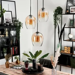 hofstein Suspension Verre 20cm Vevino Ambre, Clair, 3 lumières