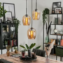 hofstein Suspension Verre 20cm Vevino Ambre, 3 lumières