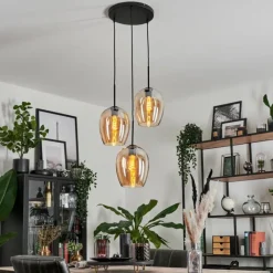 hofstein Suspension Verre 20cm Vevino Ambre, 3 lumières