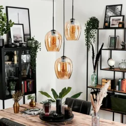 hofstein Suspension Verre 20cm Vevino Ambre, 3 lumières