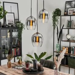 Suspension Verre Fumé-hofstein Suspension Verre 20cm Vevino Chrome, Clair, Fumé, 3 lumières