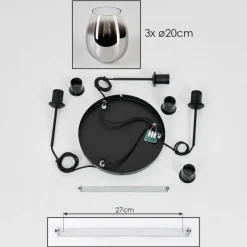 Suspension Verre Fumé-hofstein Suspension Verre 20cm Vevino Chrome, Clair, Fumé, 3 lumières