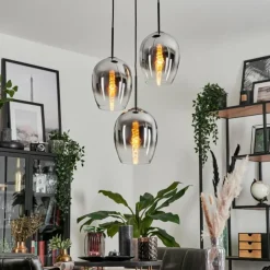 Suspension Verre Fumé-hofstein Suspension Verre 20cm Vevino Chrome, Clair, Fumé, 3 lumières