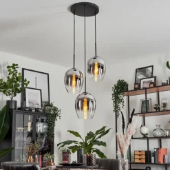 Suspension Verre Fumé-hofstein Suspension Verre 20cm Vevino Chrome, Clair, Fumé, 3 lumières