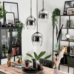Suspension Verre Fumé-hofstein Suspension Verre 20cm Vevino Chrome, Clair, Fumé, 3 lumières