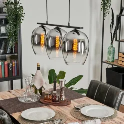 Suspension Verre Fumé-hofstein Suspension Verre 20cm Vevino Chrome, Clair, Fumé, 3 lumières