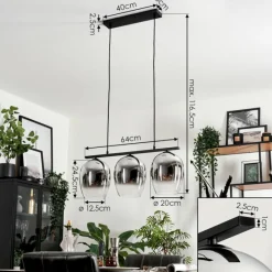 Suspension Verre Fumé-hofstein Suspension Verre 20cm Vevino Chrome, Clair, Fumé, 3 lumières