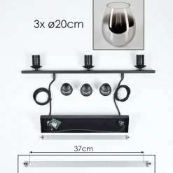 Suspension Verre Fumé-hofstein Suspension Verre 20cm Vevino Chrome, Clair, Fumé, 3 lumières