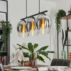 Suspension Verre Fumé-hofstein Suspension Verre 20cm Vevino Chrome, Clair, Fumé, 3 lumières