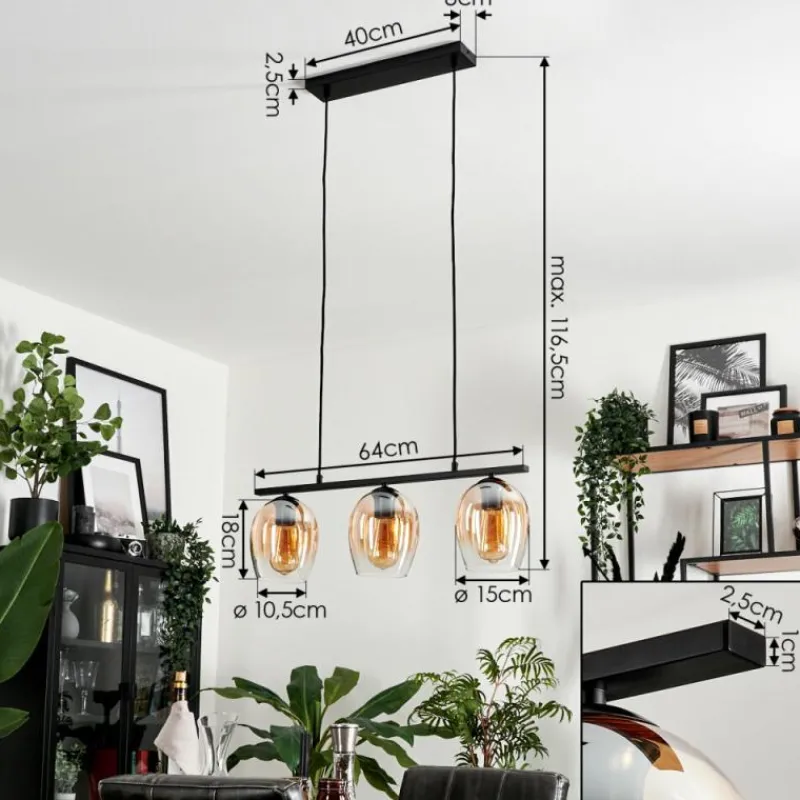 hofstein Suspension Verre 15cm Vevino Clair, 3 lumières