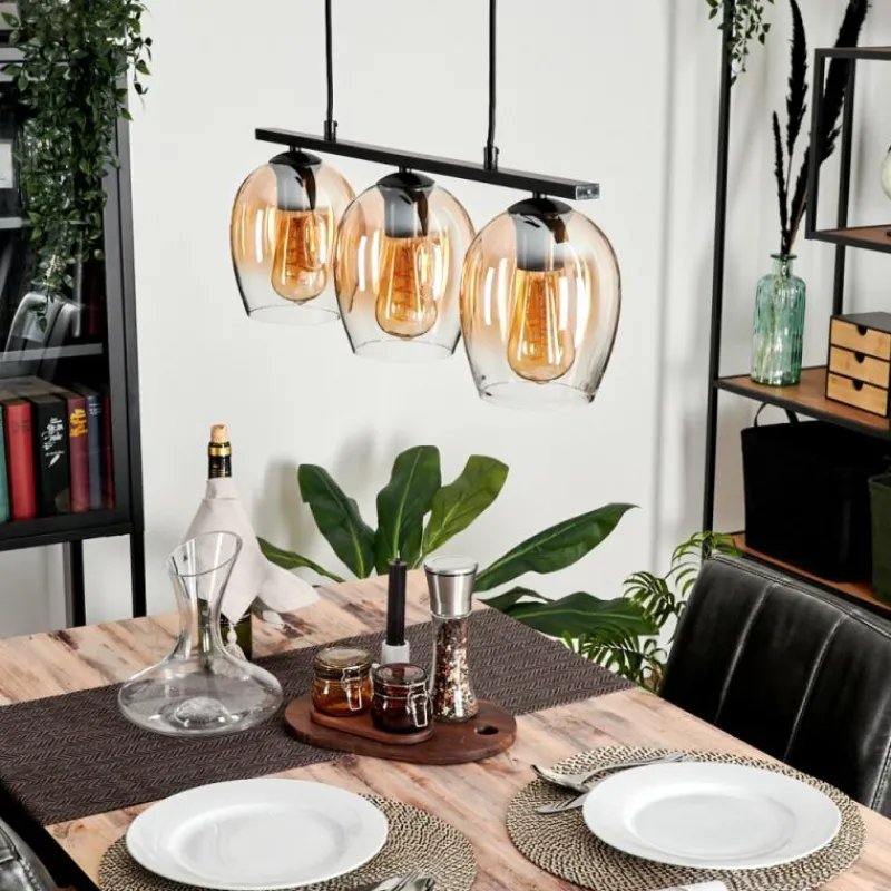 hofstein Suspension Verre 15cm Vevino Clair, 3 lumières