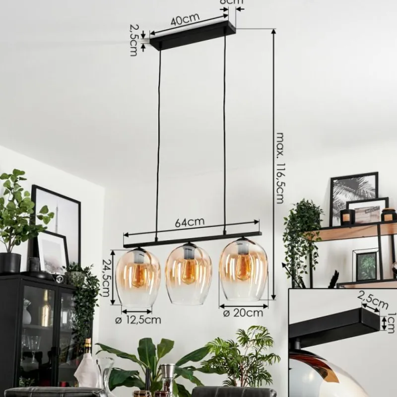 hofstein Suspension Verre 20cm Vevino Clair, 3 lumières