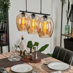 hofstein Suspension Verre 20cm Vevino Ambre, 3 lumières