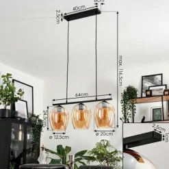 hofstein Suspension Verre 20cm Vevino Ambre, 3 lumières