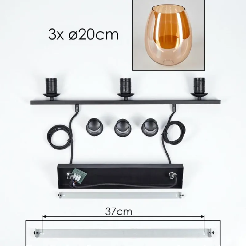 hofstein Suspension Verre 20cm Vevino Ambre, 3 lumières