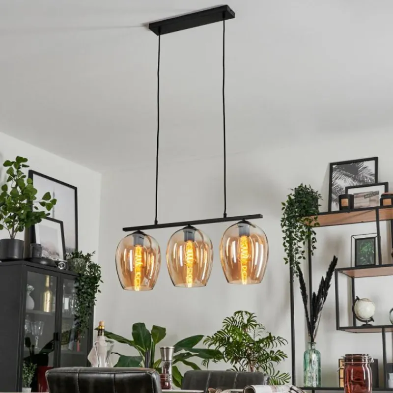 hofstein Suspension Verre 20cm Vevino Ambre, 3 lumières