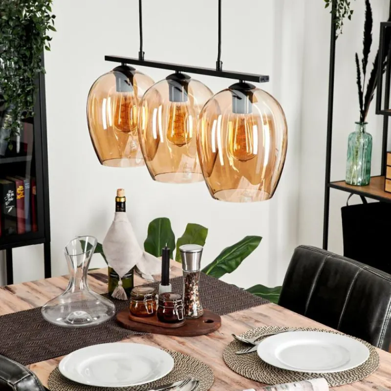 hofstein Suspension Verre 20cm Vevino Ambre, 3 lumières