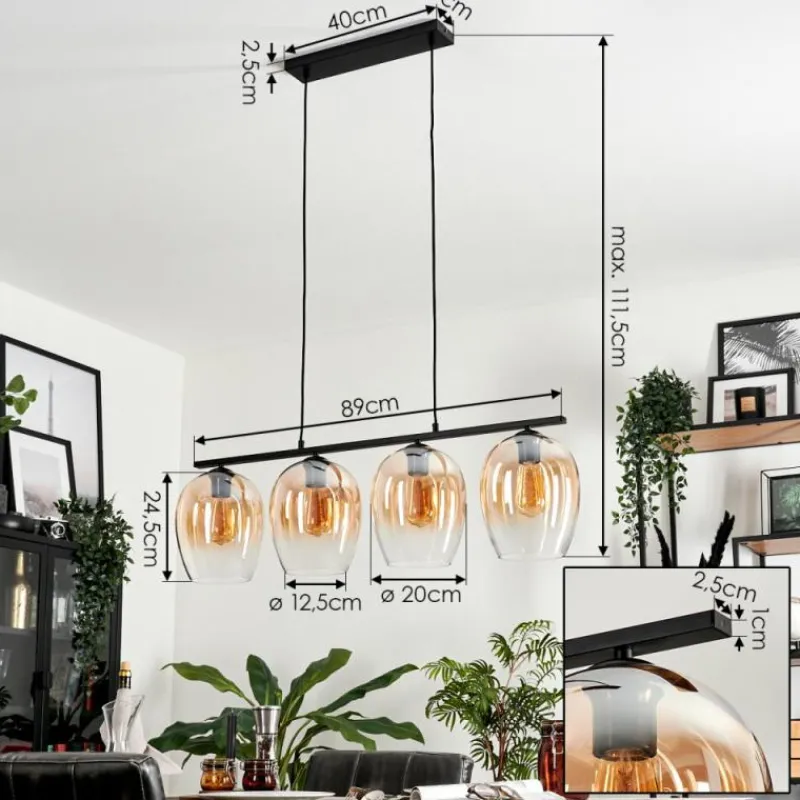 hofstein Suspension Verre 20cm Vevino Clair, 4 lumières