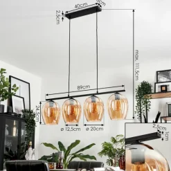 hofstein Suspension Verre 20cm Vevino Ambre, 4 lumières