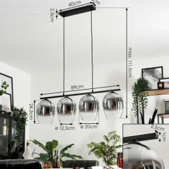 Suspension Verre Fumé-hofstein Suspension Verre 20cm Vevino Clair, Fumé, 4 lumières