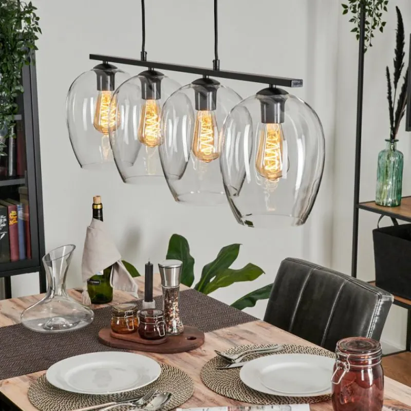 hofstein Suspension Verre 20cm Vevino Clair, 4 lumières