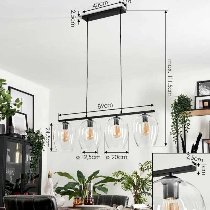 hofstein Suspension Verre 20cm Vevino Clair, 4 lumières