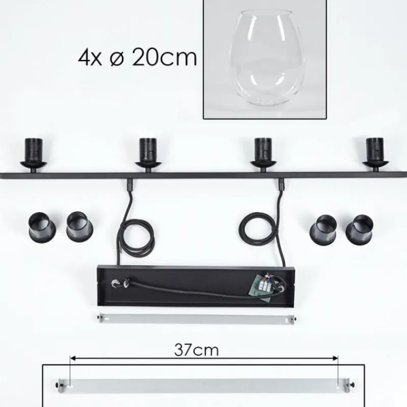 hofstein Suspension Verre 20cm Vevino Clair, 4 lumières