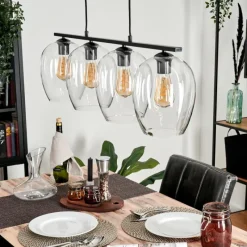 hofstein Suspension Verre 20cm Vevino Clair, 4 lumières