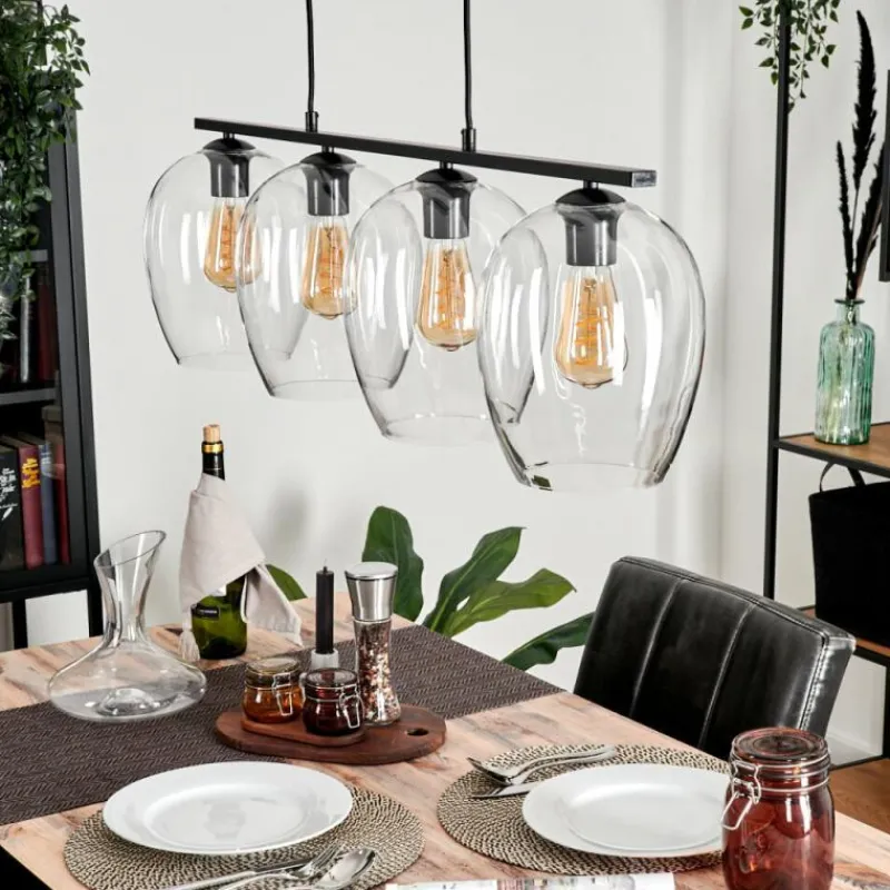 hofstein Suspension Verre 20cm Vevino Clair, 4 lumières