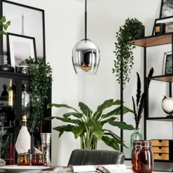 hofstein Suspension Verre 15cm Vevino Chrome, Clair, Fumé, 1 lumière