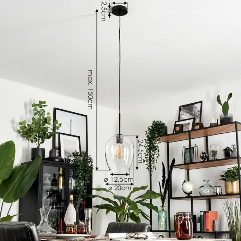 hofstein Suspension Verre 20cm Vevino Clair, 1 lumière