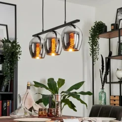 hofstein Suspension Verre 15cm Vevino Chrome, Fumé, 3 lumières