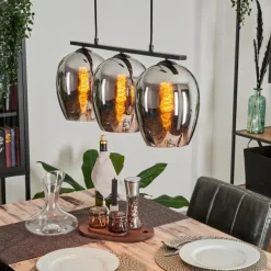 hofstein Suspension Verre 20cm Vevino Chrome, Fumé, 3 lumières