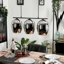 hofstein Suspension Verre 20cm Vevino Chrome, Fumé, 3 lumières