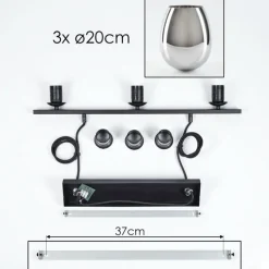 hofstein Suspension Verre 20cm Vevino Chrome, Fumé, 3 lumières