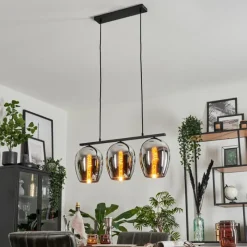 hofstein Suspension Verre 20cm Vevino Chrome, Fumé, 3 lumières